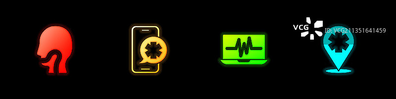 紧急呼叫笔记本电脑与喉咙痛图片素材