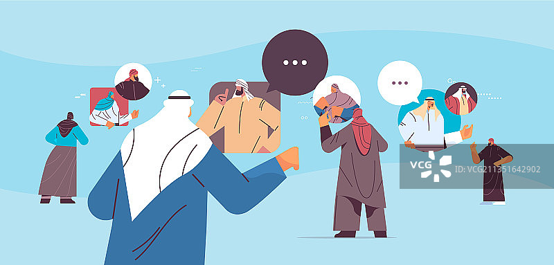 阿拉伯人在社交媒体聊天图片素材