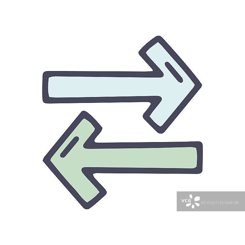 左右箭头彩色涂鸦简笔图标图片素材