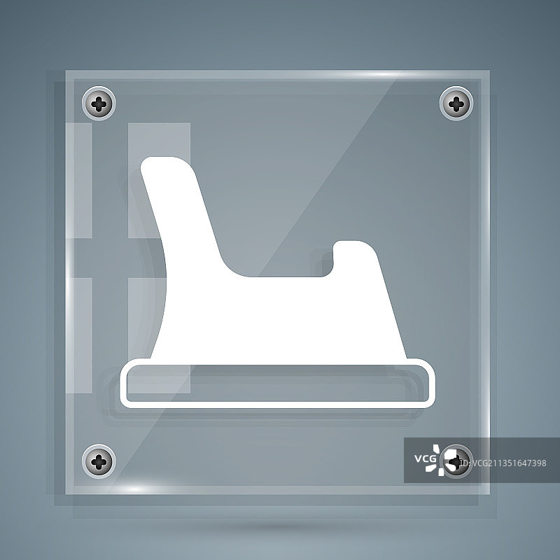 灰色背景上隔离的白色婴儿便盆图标图片素材