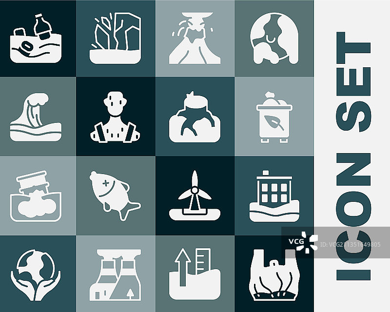 拒绝塑料袋海报、房屋洪水套装图片素材