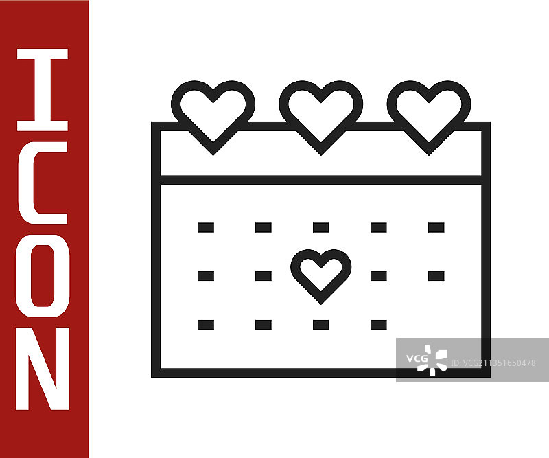带心形图标的黑色日历图片素材