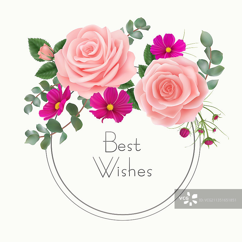 鲜花贺卡，祝您万事如意图片素材