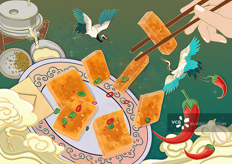 国风豆制品插画图片素材