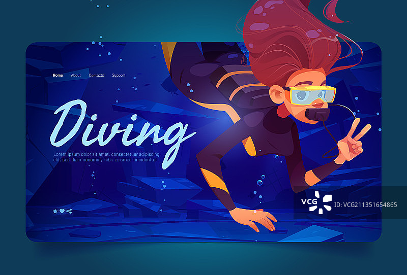 水肺潜水员水下banner图片素材