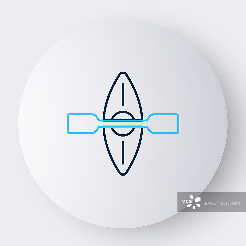 白色背景上的皮划艇和桨线性图标图片素材