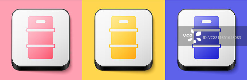 2.5D金属啤酒桶图标，粉色背景图片素材