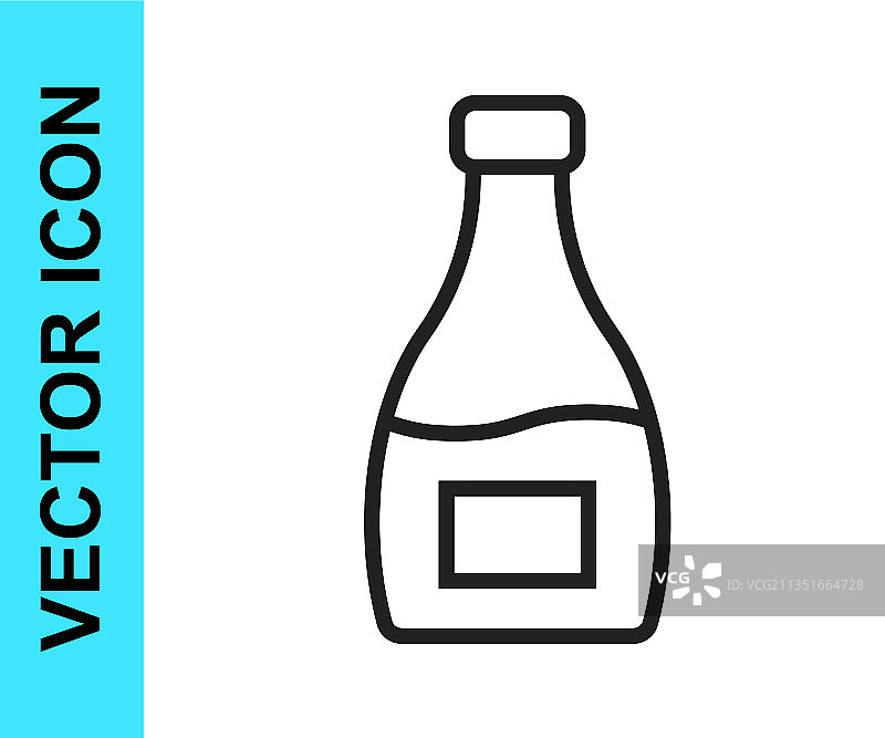 黑色线条酱油瓶图标在白色背景上隔离图片素材