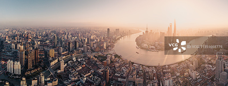 上海外滩日出城市航拍风光图片素材