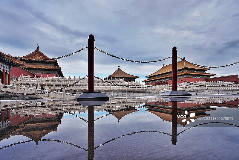 故宫雨后倒影图片素材