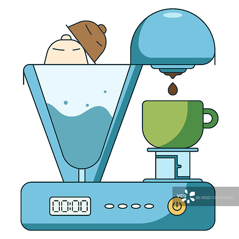 咖啡冲泡方法扁平图标图片素材