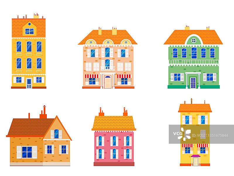 彩色房屋住宅正面图图片素材