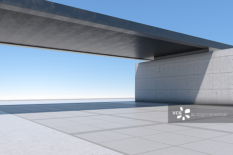 三维渲染的现代别墅和停车场图片素材