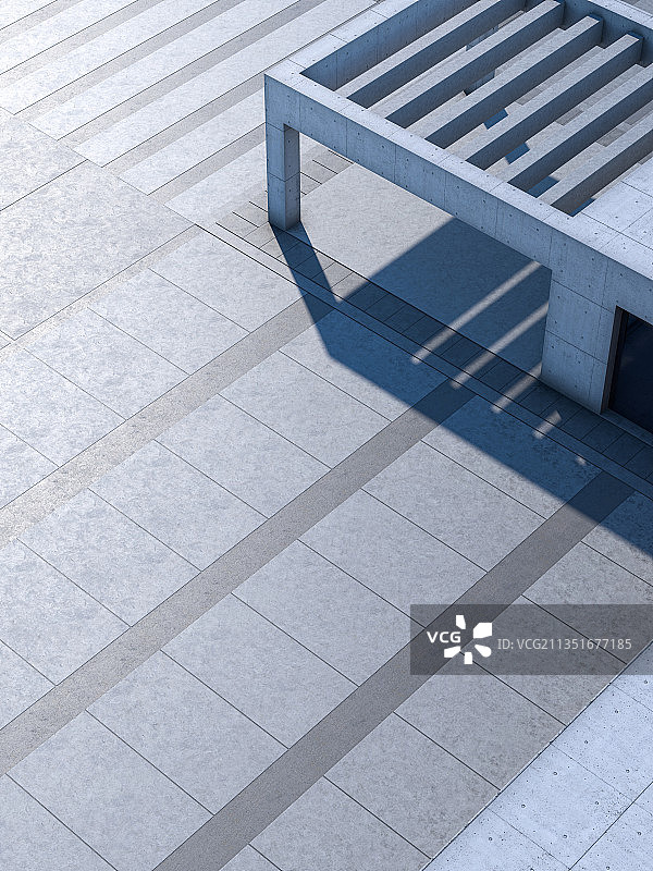 三维渲染的现代别墅和停车场图片素材