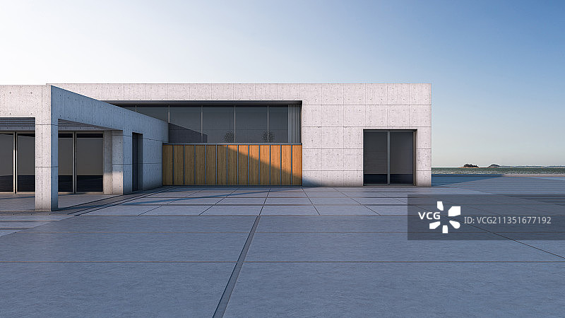 三维渲染的现代别墅和停车场图片素材