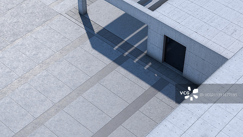 三维渲染的现代别墅和停车场图片素材