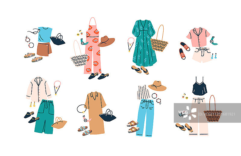 夏季休闲服装搭配时尚套装图片素材