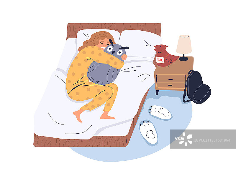 闹钟旁的睡眠儿童图片素材