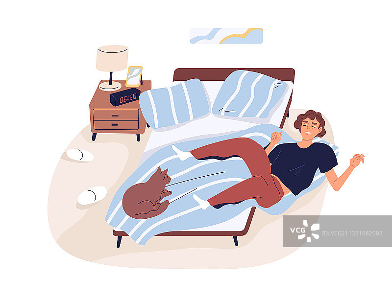 在清晨努力醒来的困倦的人图片素材