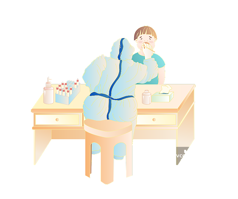 医护人员正在对儿童做核酸检测矢量插画图片素材