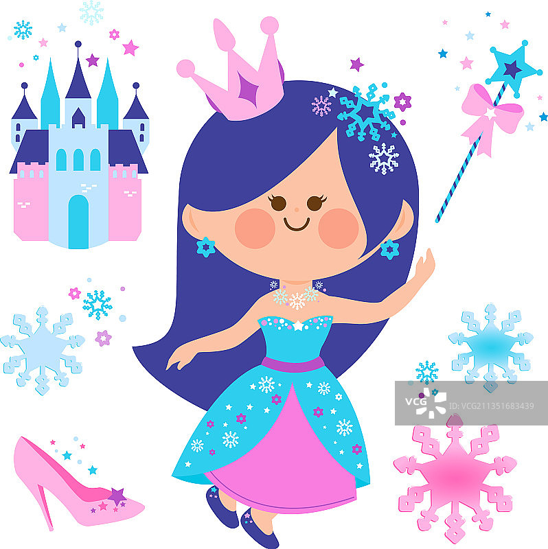 美丽的雪公主和城堡图片素材