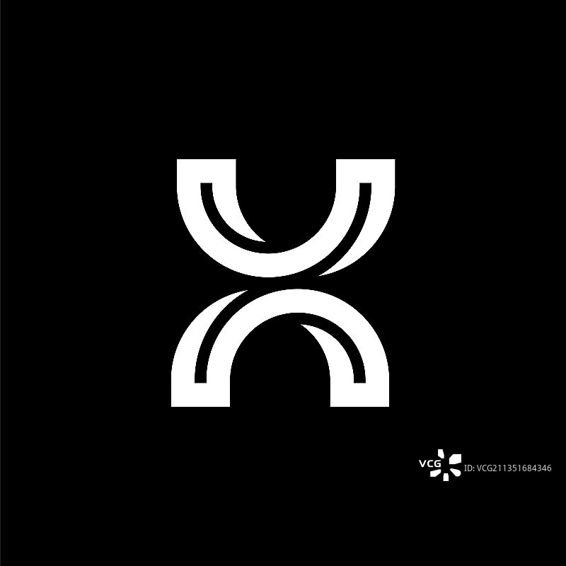 弯曲线条字母X标志图片素材