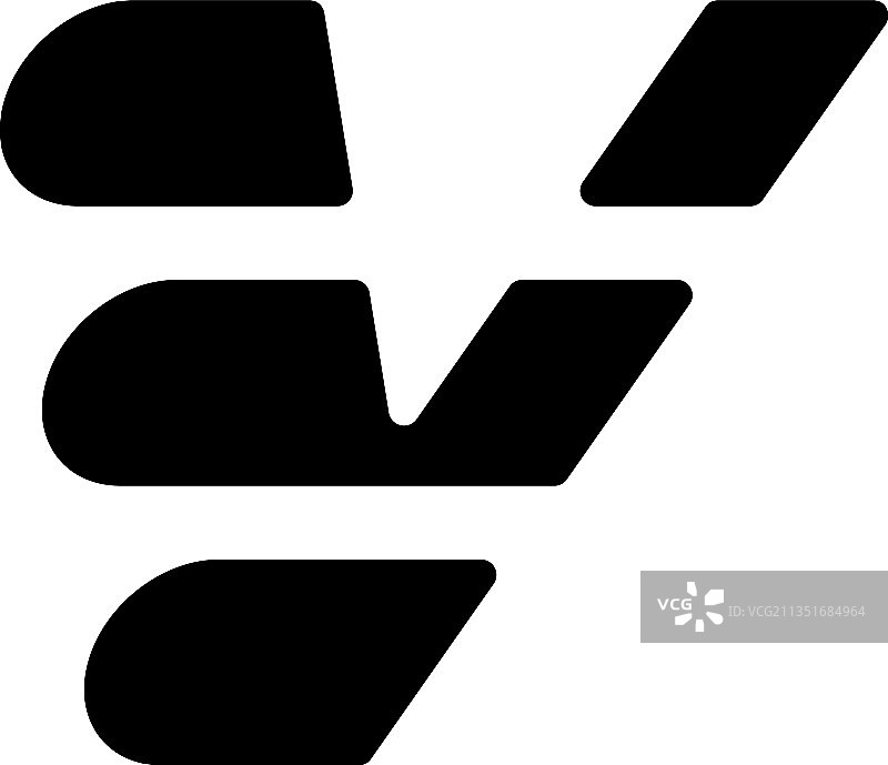 字母V速度感三线斜体标志图片素材