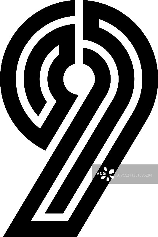 迷宫线条数字标志9图片素材