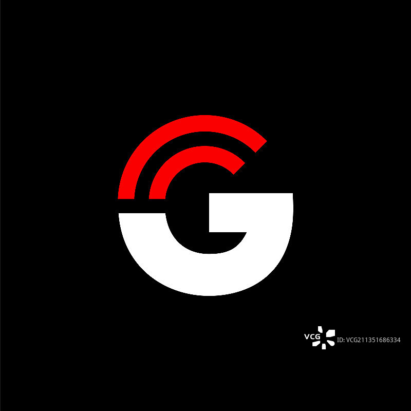红色线条几何G字母标志图片素材