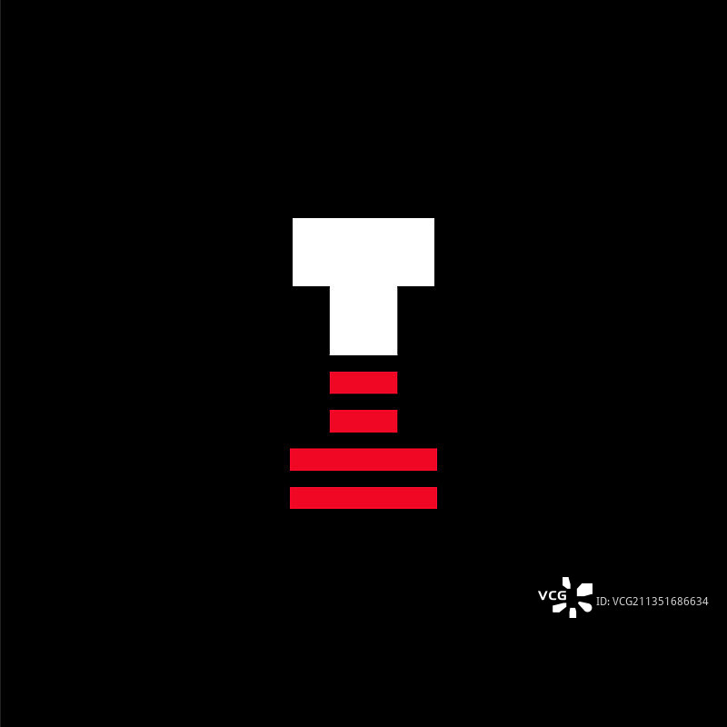 红色线条条纹几何标志字母I图片素材