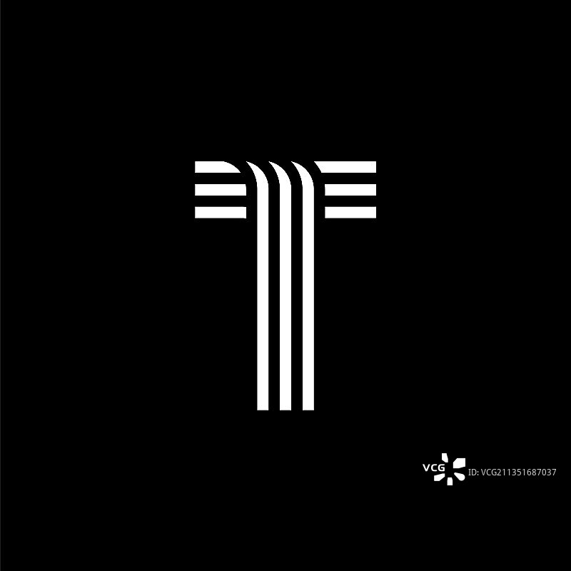 圆形三线字母标志T图片素材