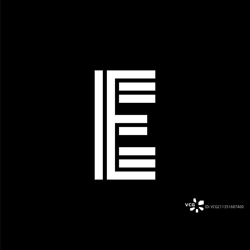 三重双线字母标志E图片素材