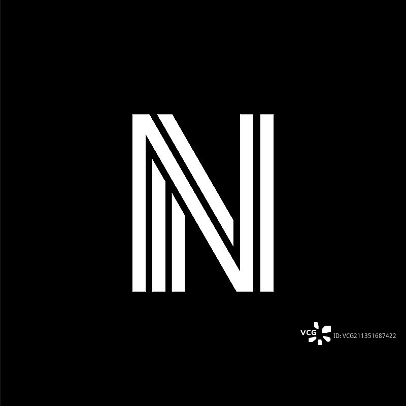 三重双线字母标志N图片素材