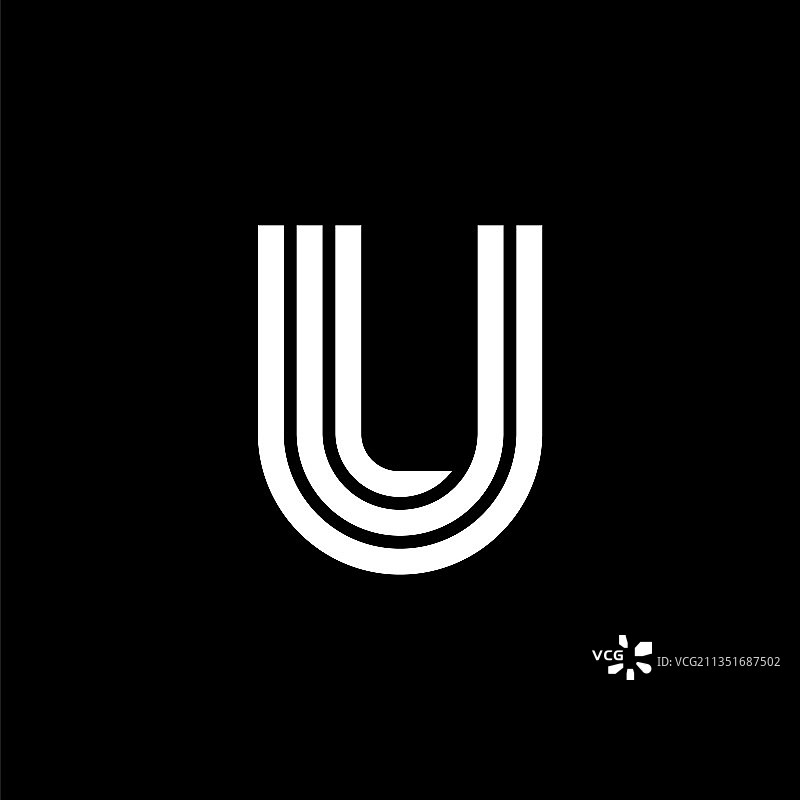 三重双线字母标志U图片素材