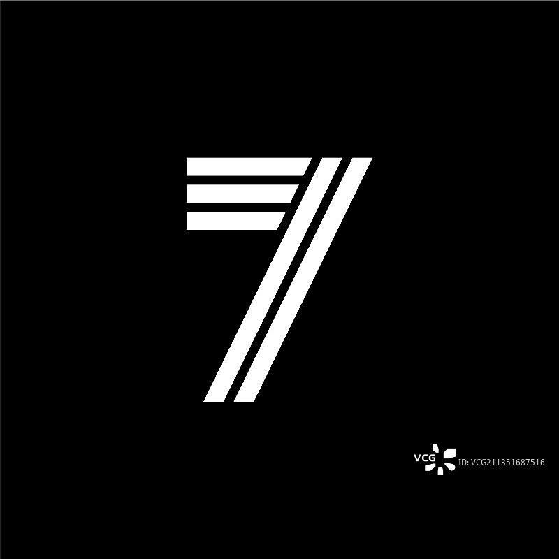 三重双线数字标识7图片素材