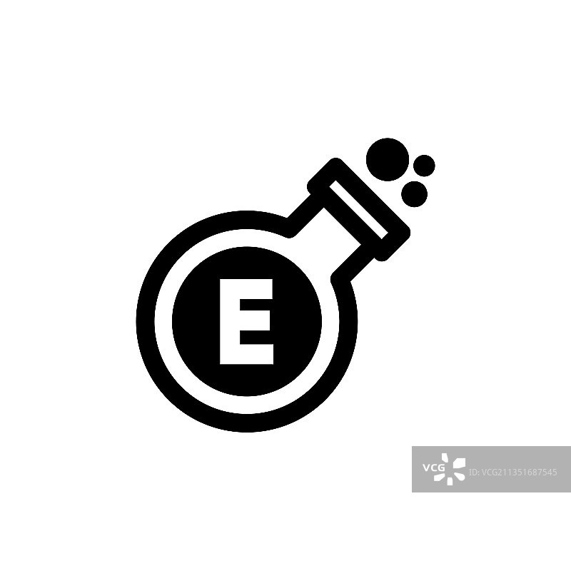 黑色烧瓶E字母标志图片素材