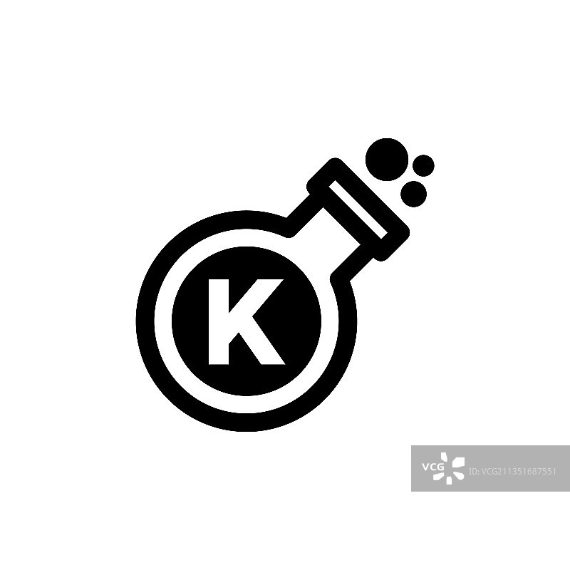 黑色烧瓶K字母标志图片素材
