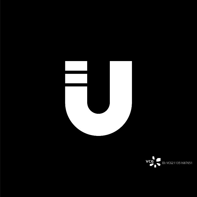 粗体几何渐变线条U字母标志图片素材