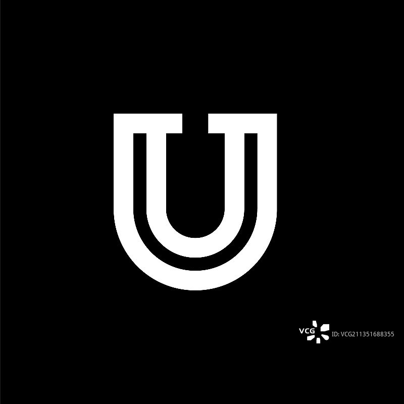 优雅衬线字体logo字母U图片素材