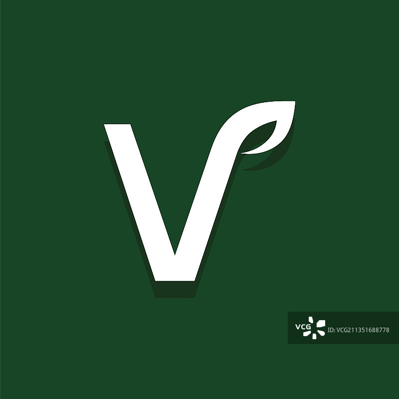 树叶字母V设计图片素材