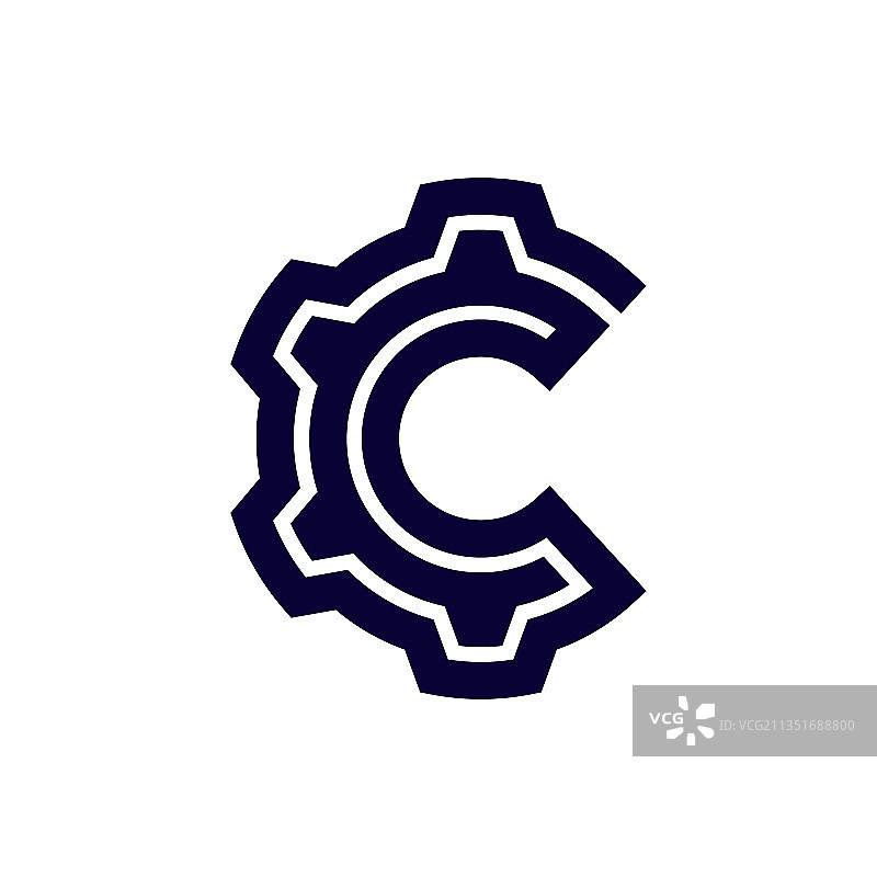 字母线条C齿轮图片素材