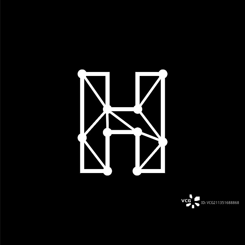字母H点线连接标志图片素材