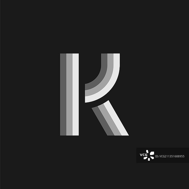灰色发光字母k标志图片素材
