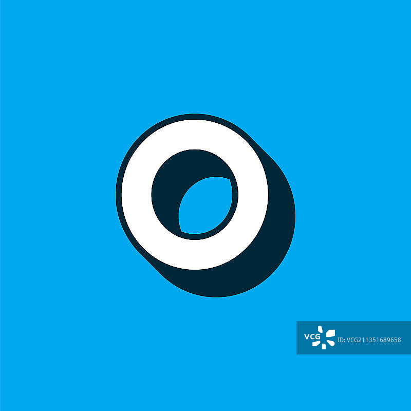 O字母长阴影蓝白色标志图片素材