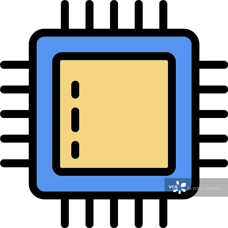 电脑处理器彩色轮廓图标图片素材