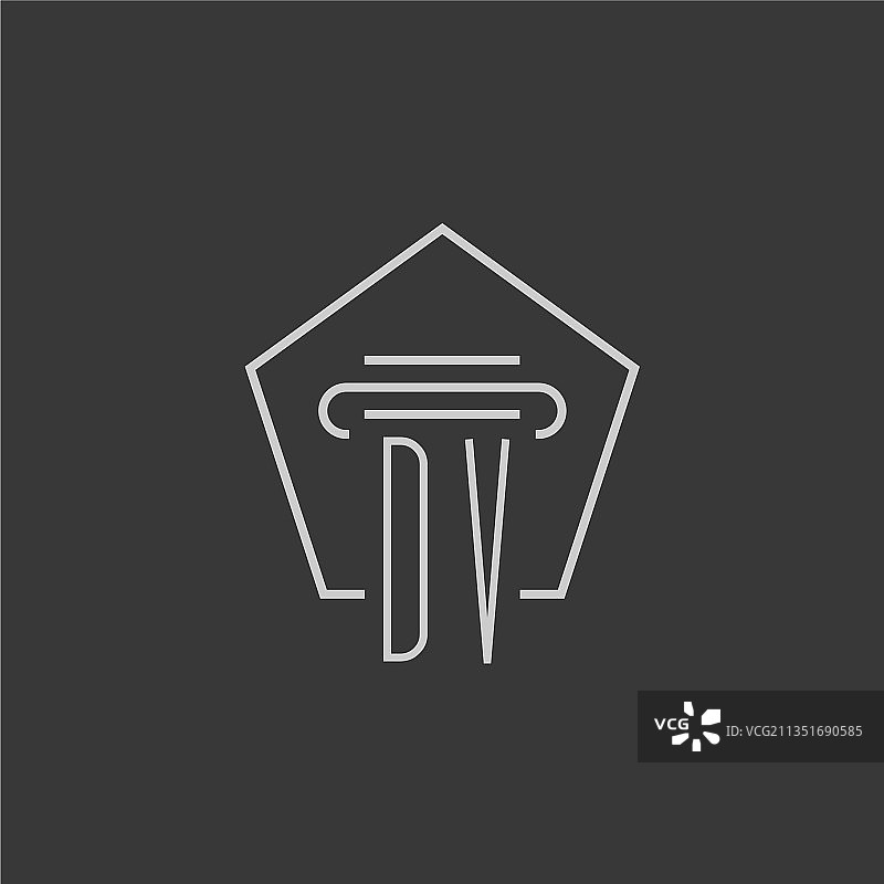 DV首字母单线柱子logo图片素材
