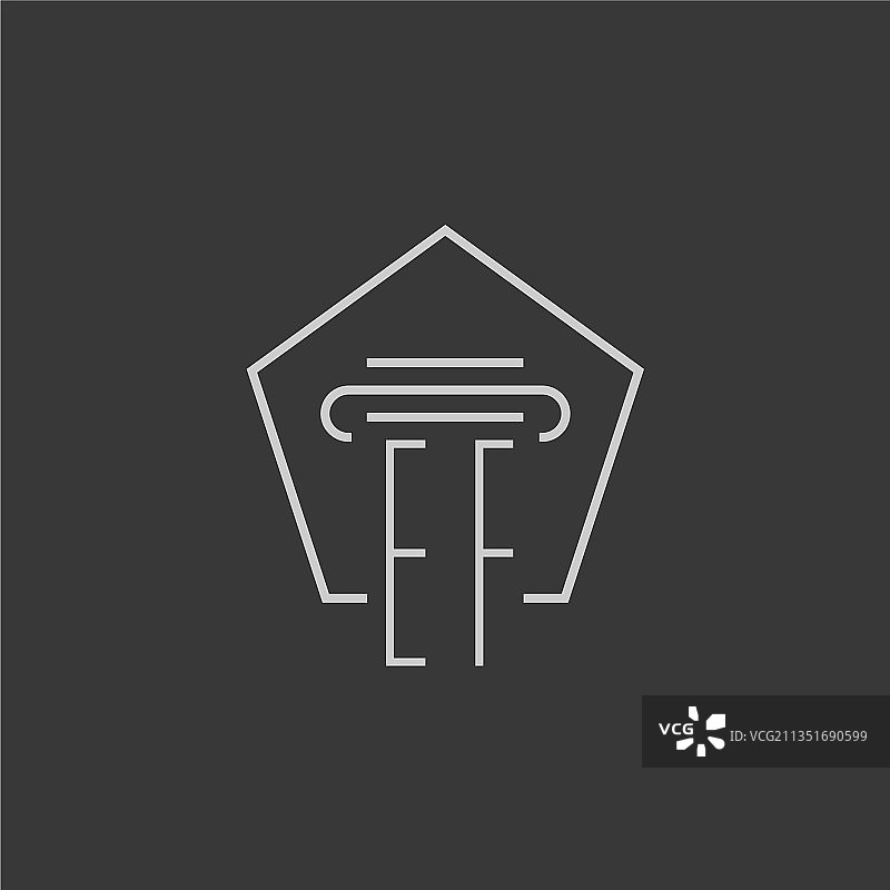 EF字母组合单线支柱logo图片素材