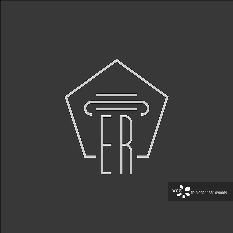 ER字母单线柱形组合标志图片素材