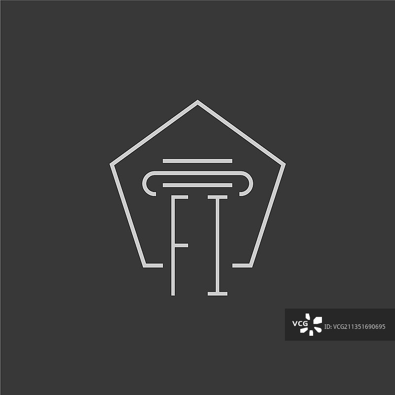 FI字母单线柱形组合标志图片素材