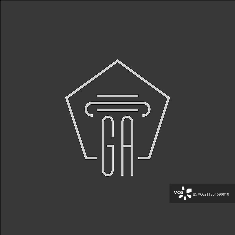 GA字母单线柱形标志图片素材